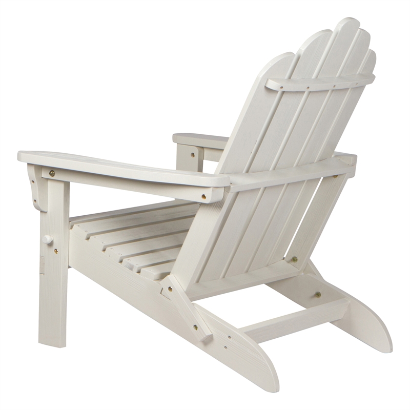 Shine Company Traditional Cedar Wood Folding Adirondack Chair in White