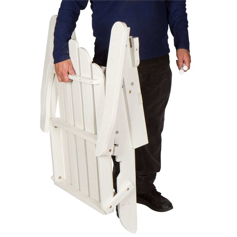 Shine Company Traditional Cedar Wood Folding Adirondack Chair in White