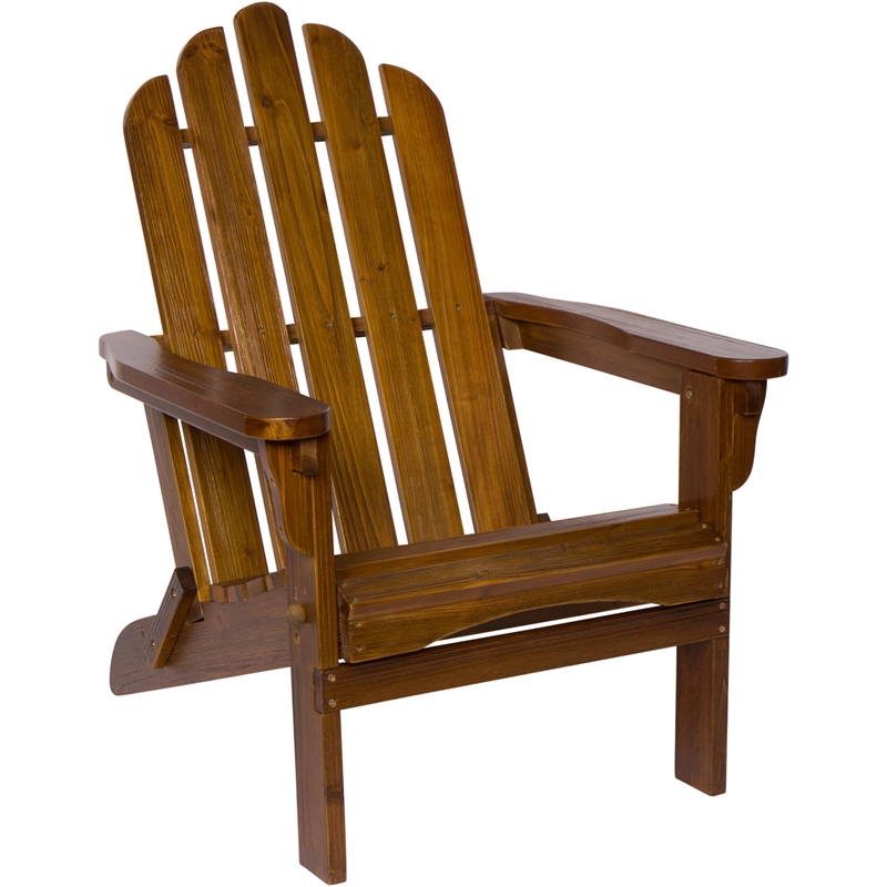Shine Company Traditional Cedar Wood Folding Adirondack Chair in Brown