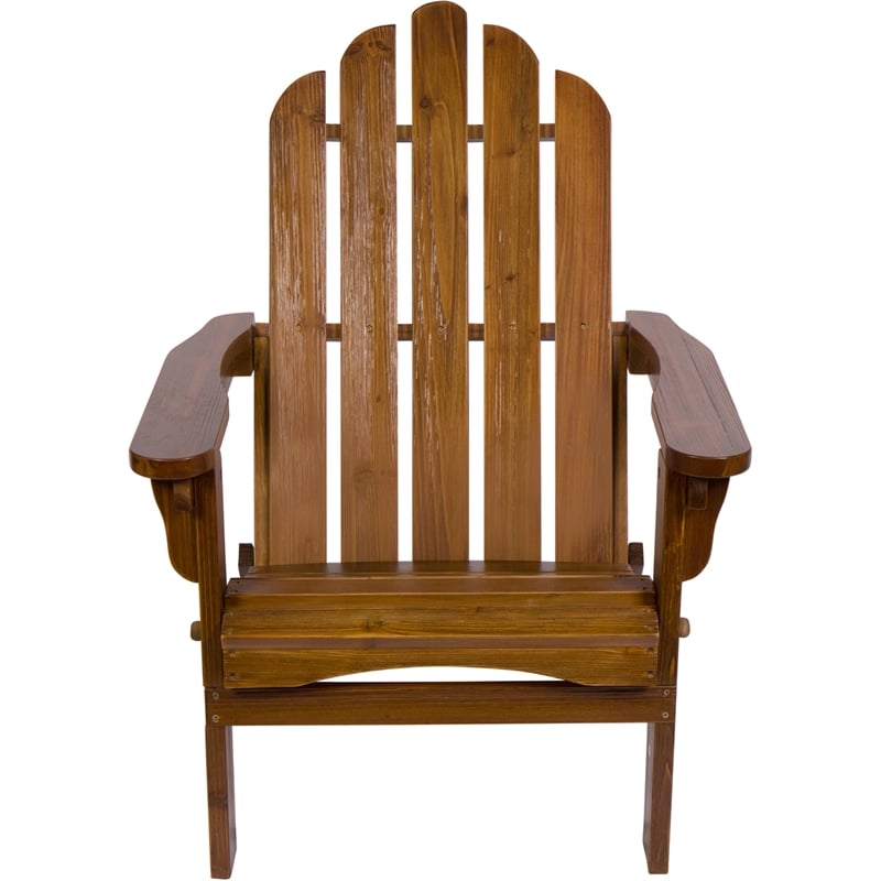 Shine Company Traditional Cedar Wood Folding Adirondack Chair in Brown