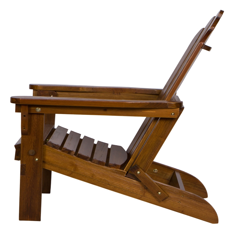 Shine Company Traditional Cedar Wood Folding Adirondack Chair in Brown