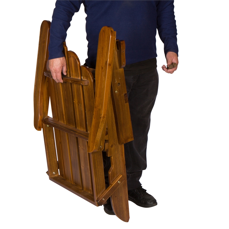 Shine Company Traditional Cedar Wood Folding Adirondack Chair in Brown