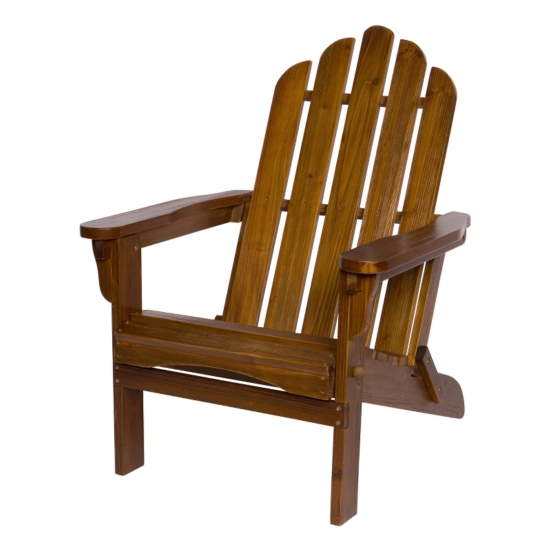 Shine Company Traditional Cedar Wood Folding Adirondack Chair in Brown