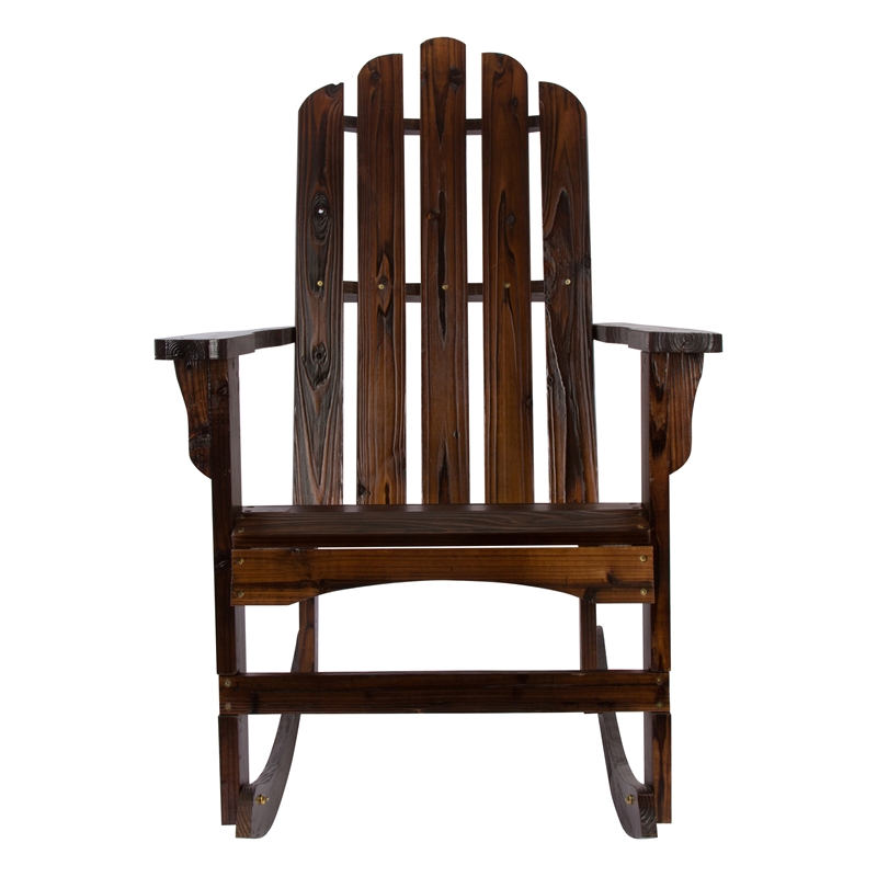 Shine Company Traditional Cedar Wood Adirondack Porch Rocker in Brown