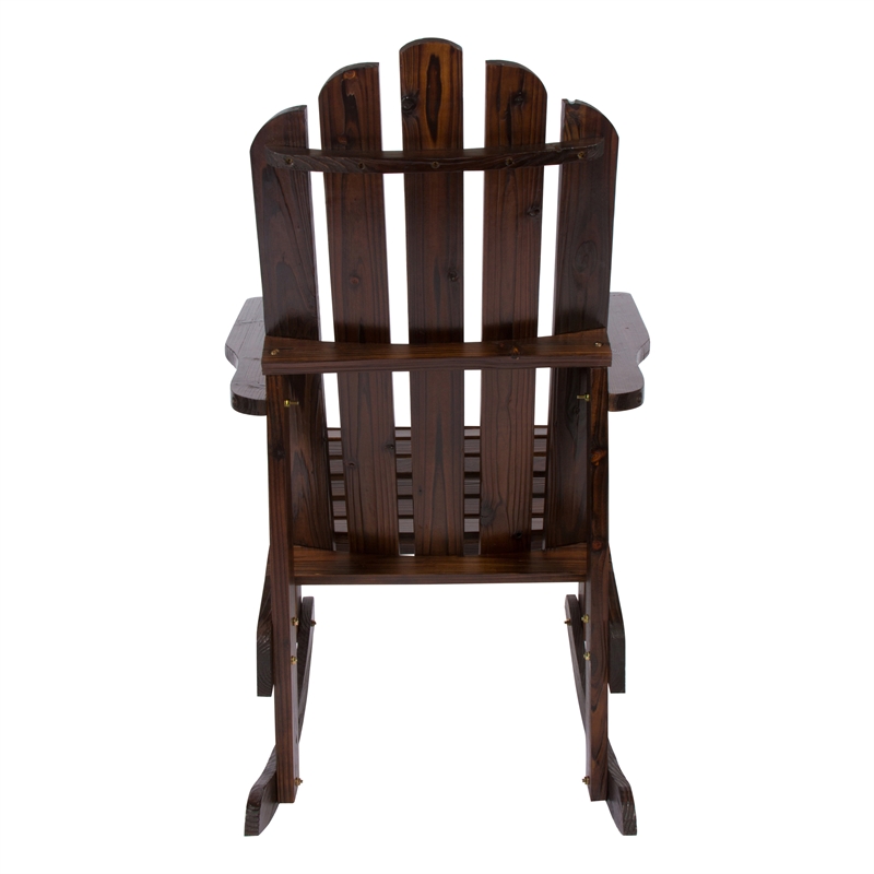 Shine Company Traditional Cedar Wood Adirondack Porch Rocker in Brown