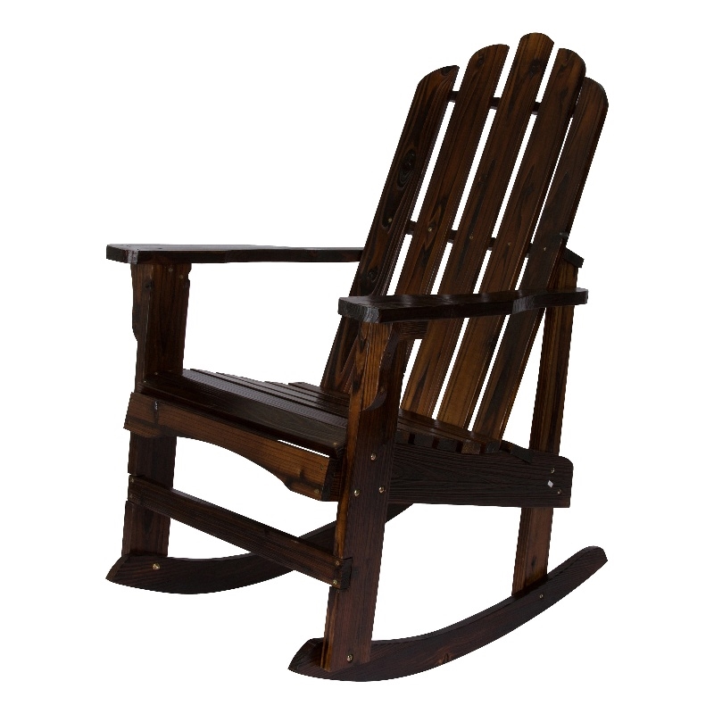 Shine Company Traditional Cedar Wood Adirondack Porch Rocker in Brown