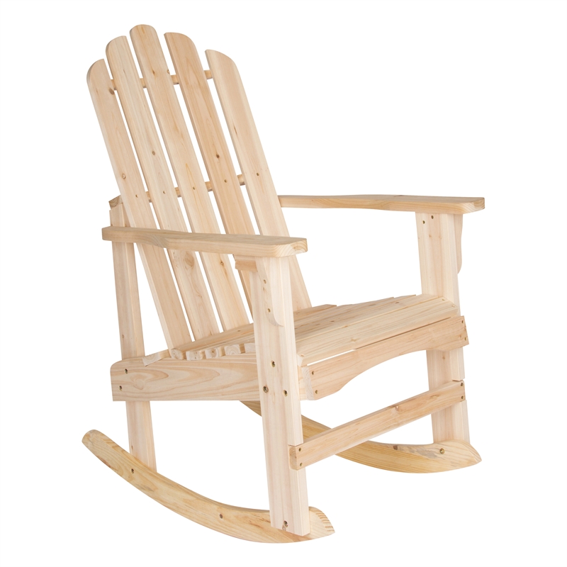 Shine Company Traditional Cedar Wood Adirondack Porch Rocker in Beige