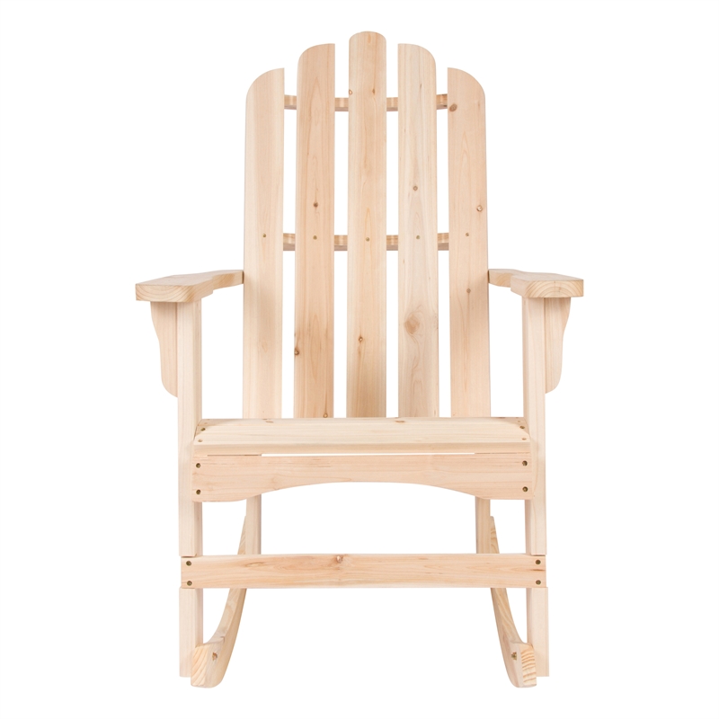 Shine Company Traditional Cedar Wood Adirondack Porch Rocker in Beige