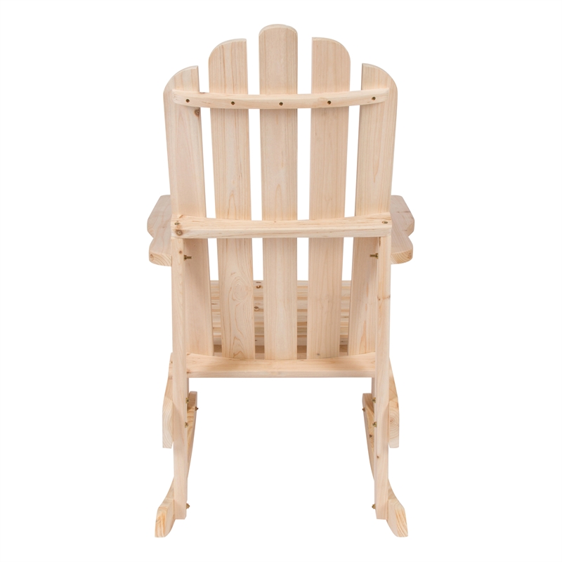 Shine Company Traditional Cedar Wood Adirondack Porch Rocker in Beige