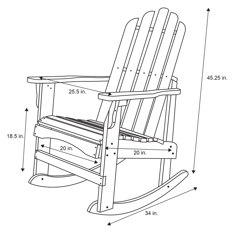 Shine Company Traditional Cedar Wood Adirondack Porch Rocker in Beige