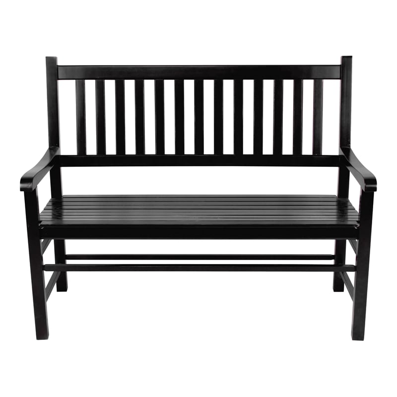Shine Company Traditional Hardwood Patio Porch Garden Bench in Black