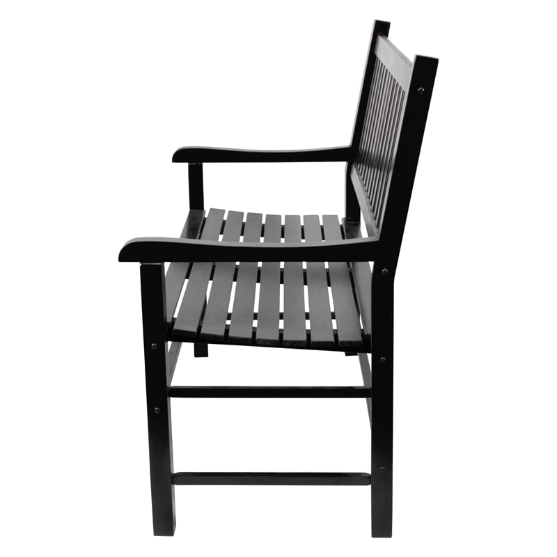 Shine Company Traditional Hardwood Patio Porch Garden Bench in Black