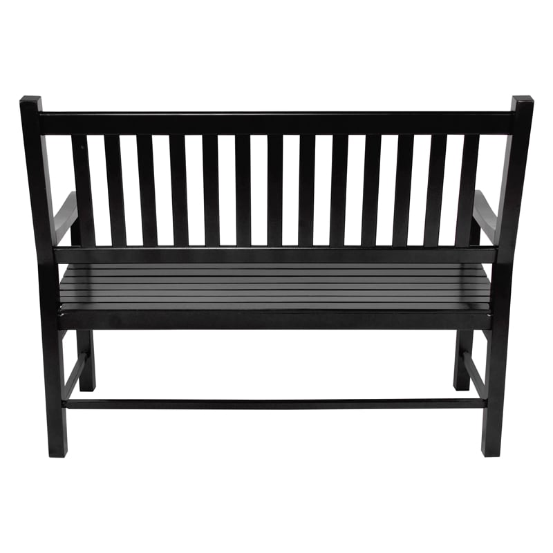 Shine Company Traditional Hardwood Patio Porch Garden Bench in Black