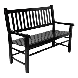 Shine Company Traditional Hardwood Patio Porch Garden Bench in Black
