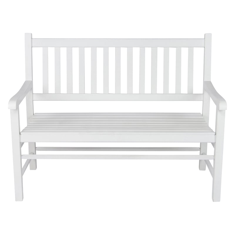 Shine Company Traditional Hardwood Patio Porch Garden Bench in White
