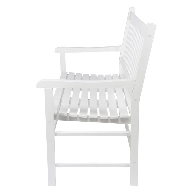 Shine Company Traditional Hardwood Patio Porch Garden Bench in White