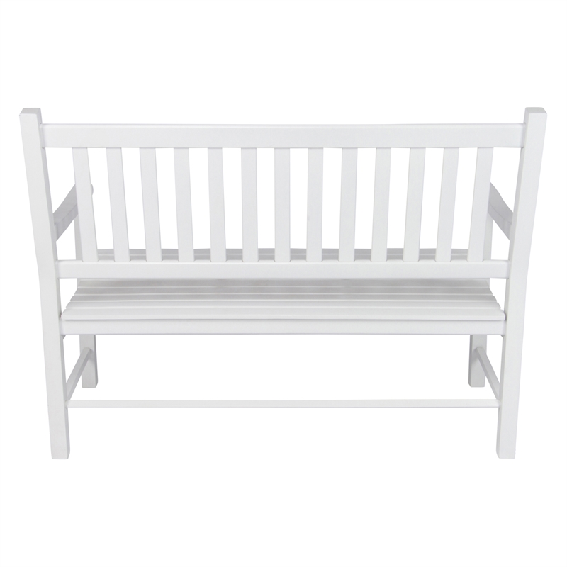 Shine Company Traditional Hardwood Patio Porch Garden Bench in White