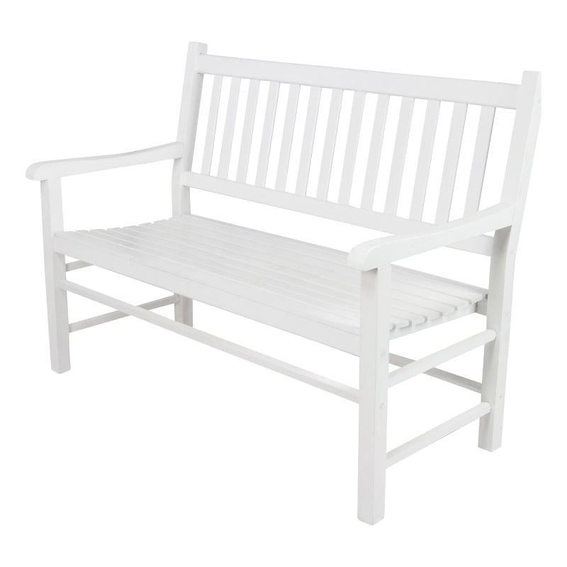 Shine Company Traditional Hardwood Patio Porch Garden Bench in White