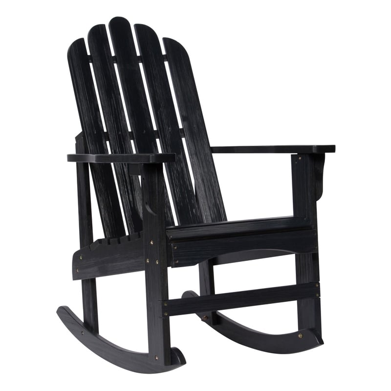Shine Company Traditional Cedar Wood Adirondack Porch Rocker in Black