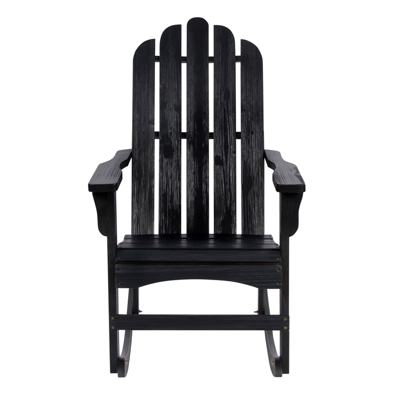 Shine Company Traditional Cedar Wood Adirondack Porch Rocker in Black