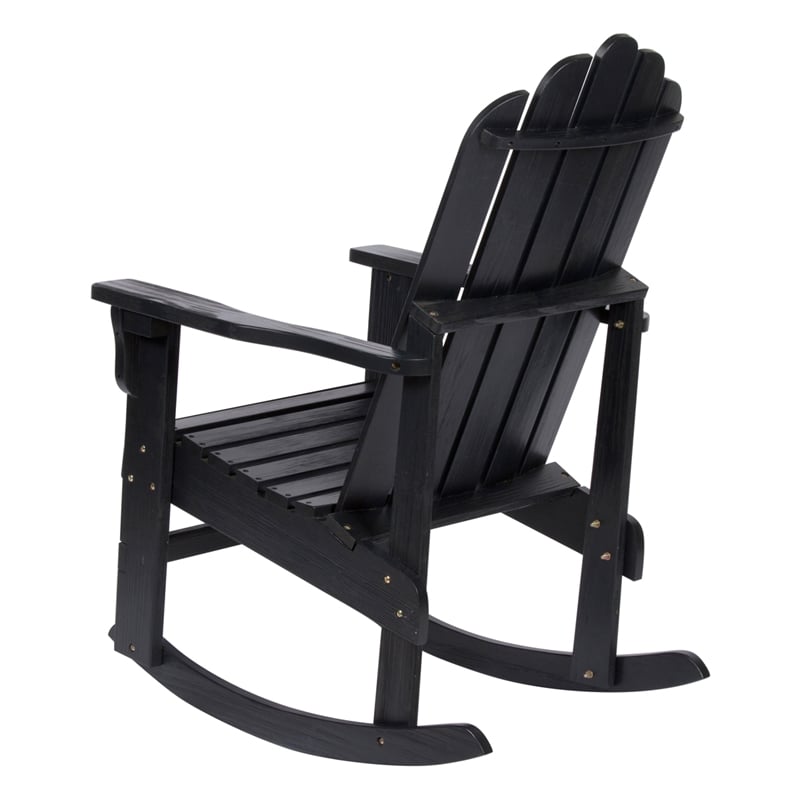 Shine Company Traditional Cedar Wood Adirondack Porch Rocker in Black