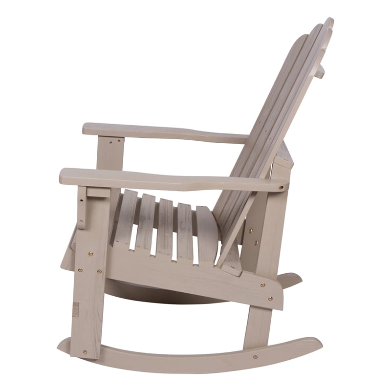 Shine Company Traditional Cedar Wood Adirondack Porch Rocker in Gray