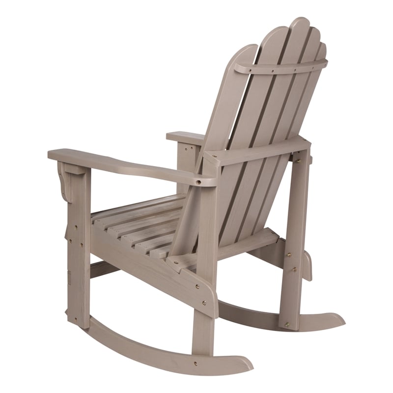 Shine Company Traditional Cedar Wood Adirondack Porch Rocker in Gray