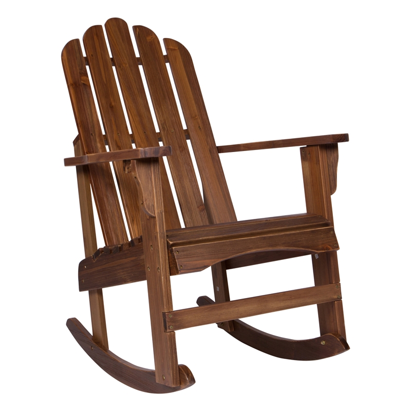 Shine Company Traditional Cedar Wood Adirondack Porch Rocker in Brown