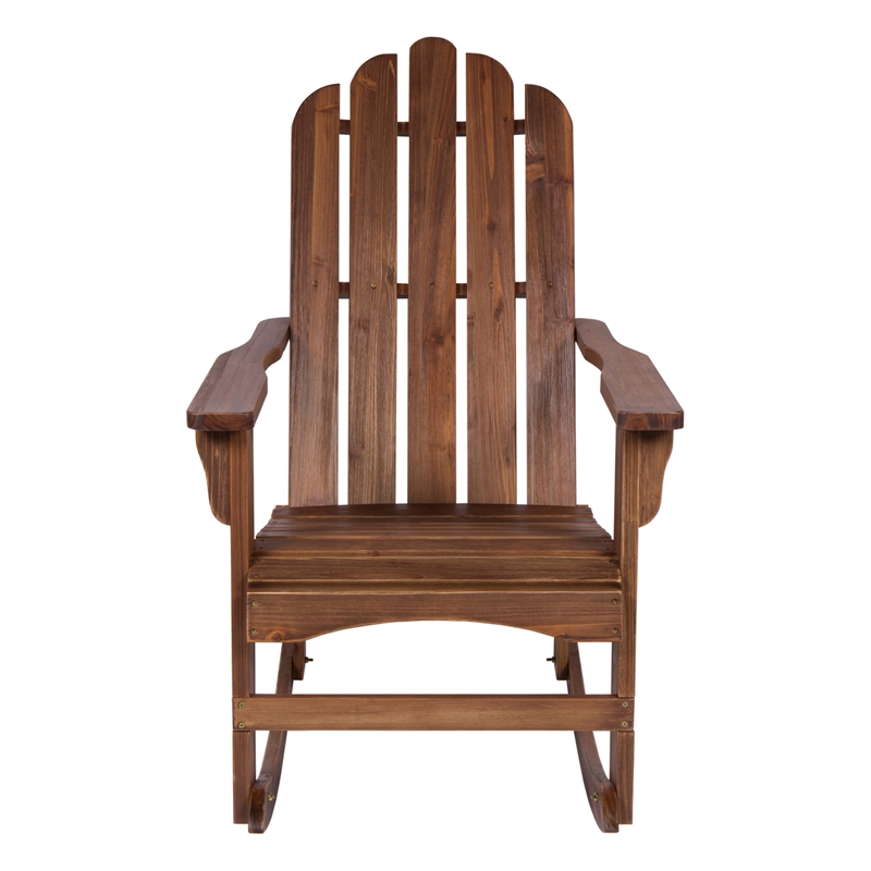 Shine Company Traditional Cedar Wood Adirondack Porch Rocker in Brown