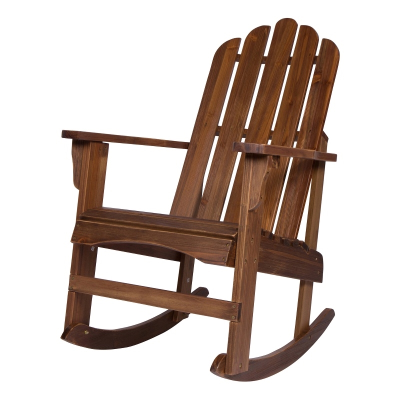 Shine Company Traditional Cedar Wood Adirondack Porch Rocker in Brown