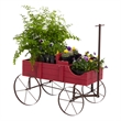 Shine Company Small Cedar Wood Decorative Buckboard Wagon Planter in Red