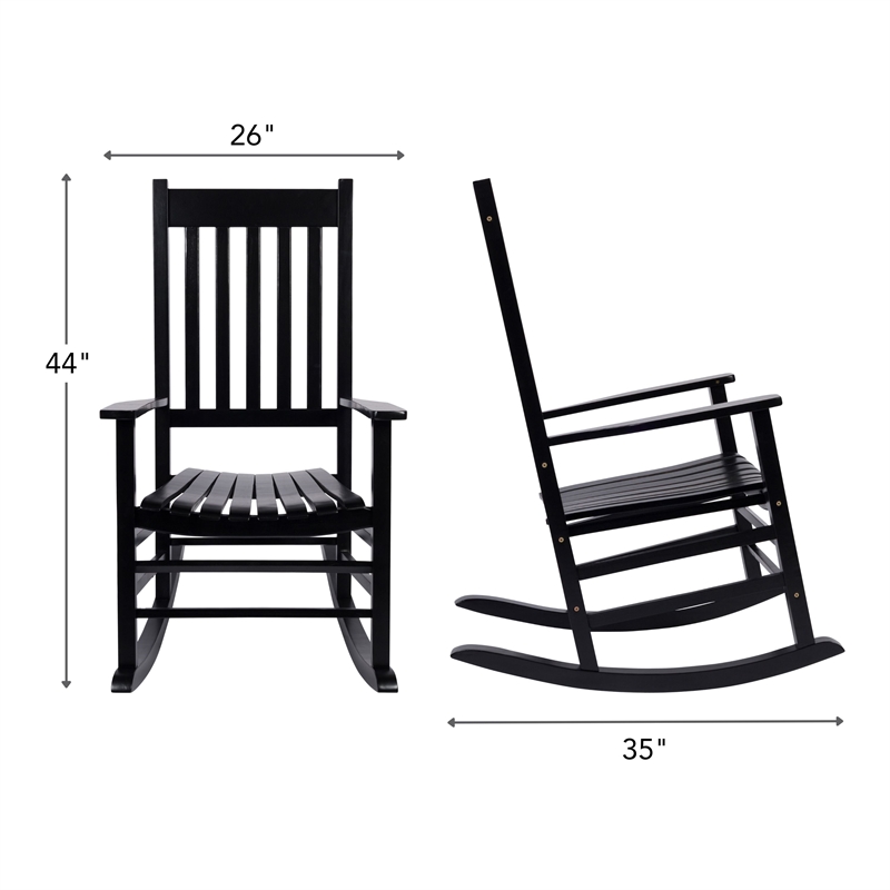 Montreal Outdoor Acacia Wood Rocking Chair with Slatted Back in Black