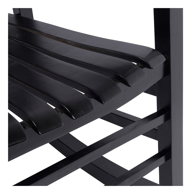 Montreal Outdoor Acacia Wood Rocking Chair with Slatted Back in Black
