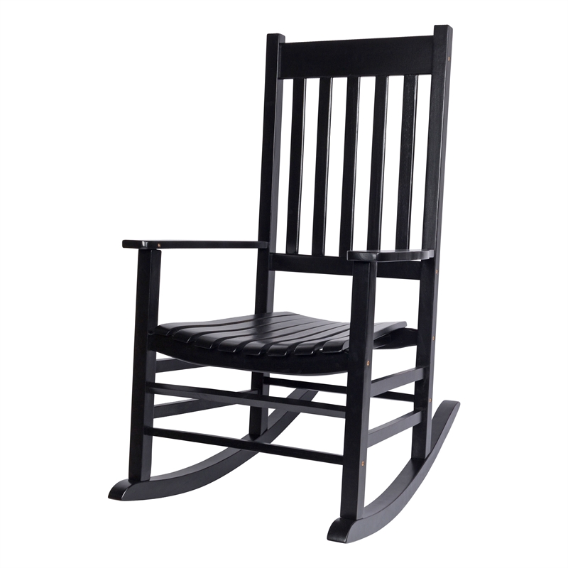 Montreal Outdoor Acacia Wood Rocking Chair with Slatted Back in Black