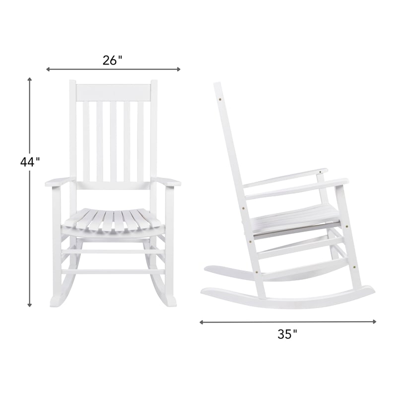 Montreal Outdoor Acacia Wood Rocking Chair with Slatted Back in White