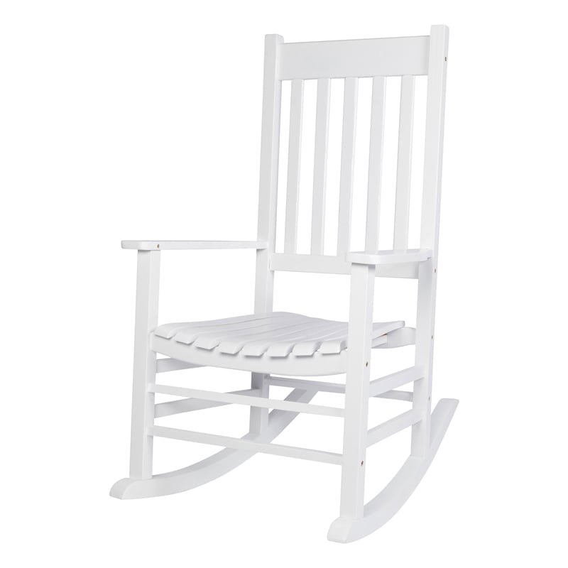 Montreal Outdoor Acacia Wood Rocking Chair with Slatted Back in White