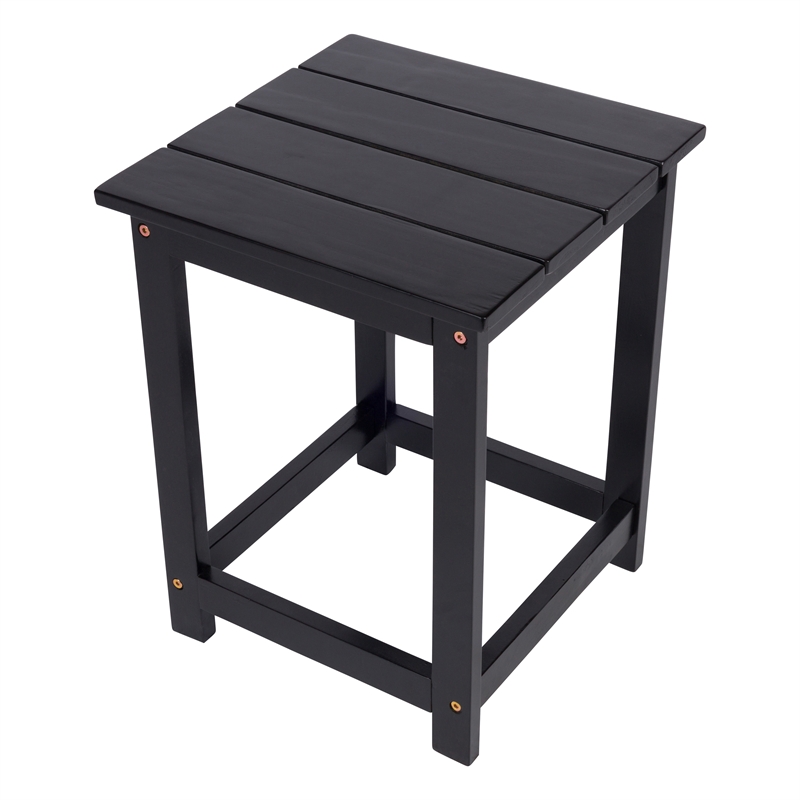 Vermont Modern Acacia Wood Outdoor Patio Side Table in Black