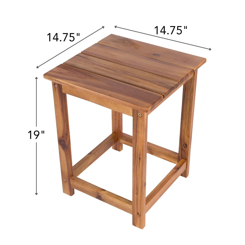 Vermont Modern Acacia Wood Outdoor Patio Side Table in Oak