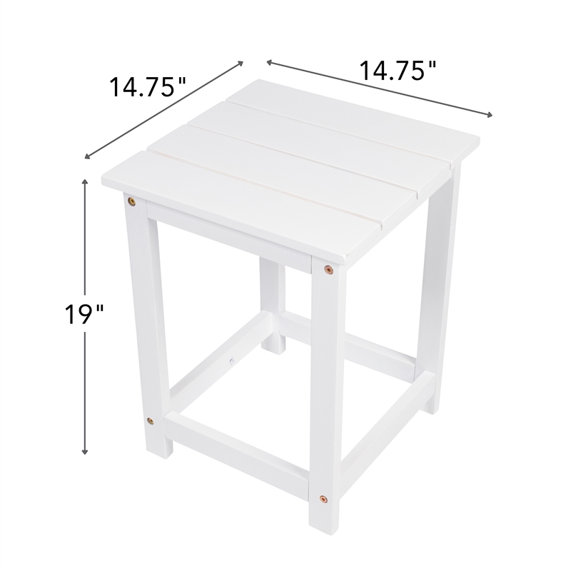 Vermont Modern Acacia Wood Outdoor Patio Side Table in White