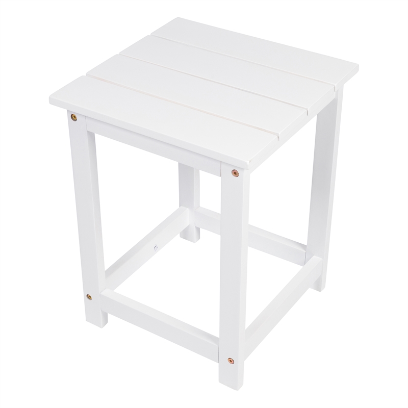 Vermont Modern Acacia Wood Outdoor Patio Side Table in White