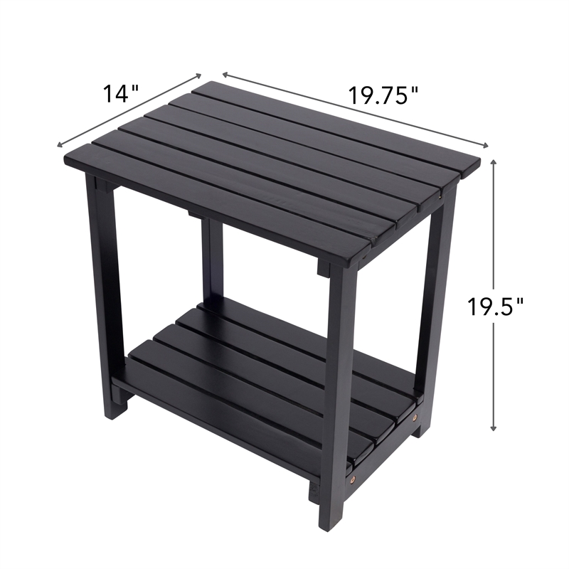 Carisle Outdoor 2-Tier Acacia Wood Accent Patio Side Table in Black