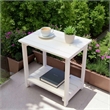 Carisle Outdoor 2-Tier Acacia Wood Accent Patio Side Table in White