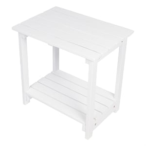 Carisle Outdoor 2-Tier Acacia Wood Accent Patio Side Table in White