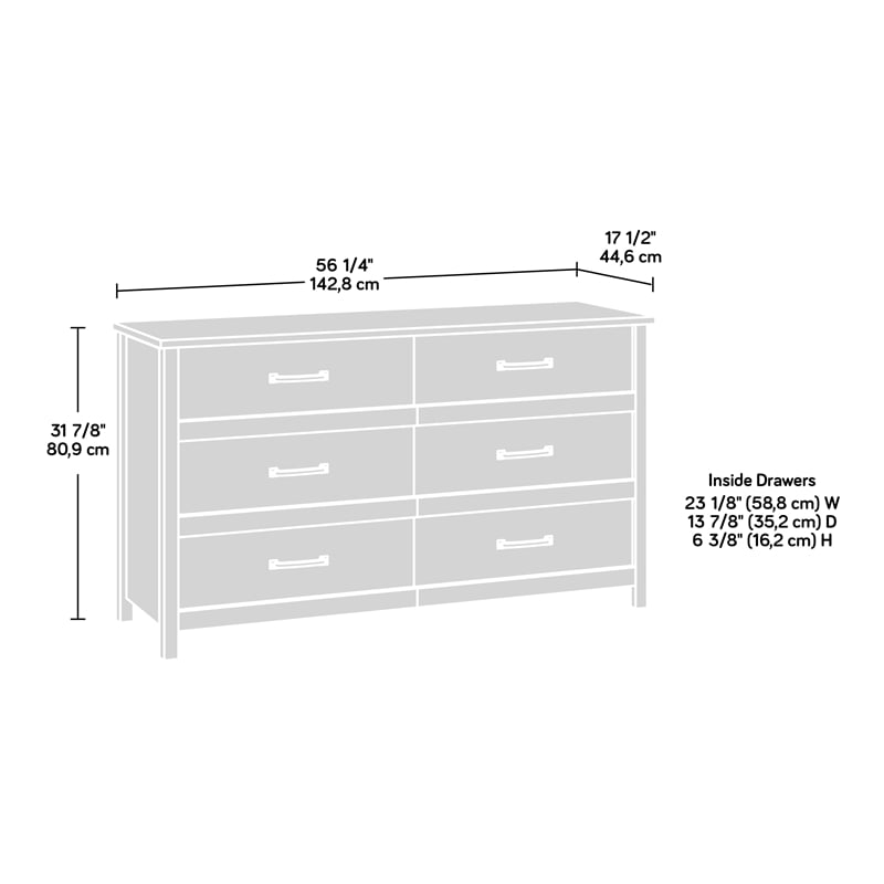 Sauder Cannery Bridge Engineered Wood 6-Drawers Double Dresser in Lintel Oak