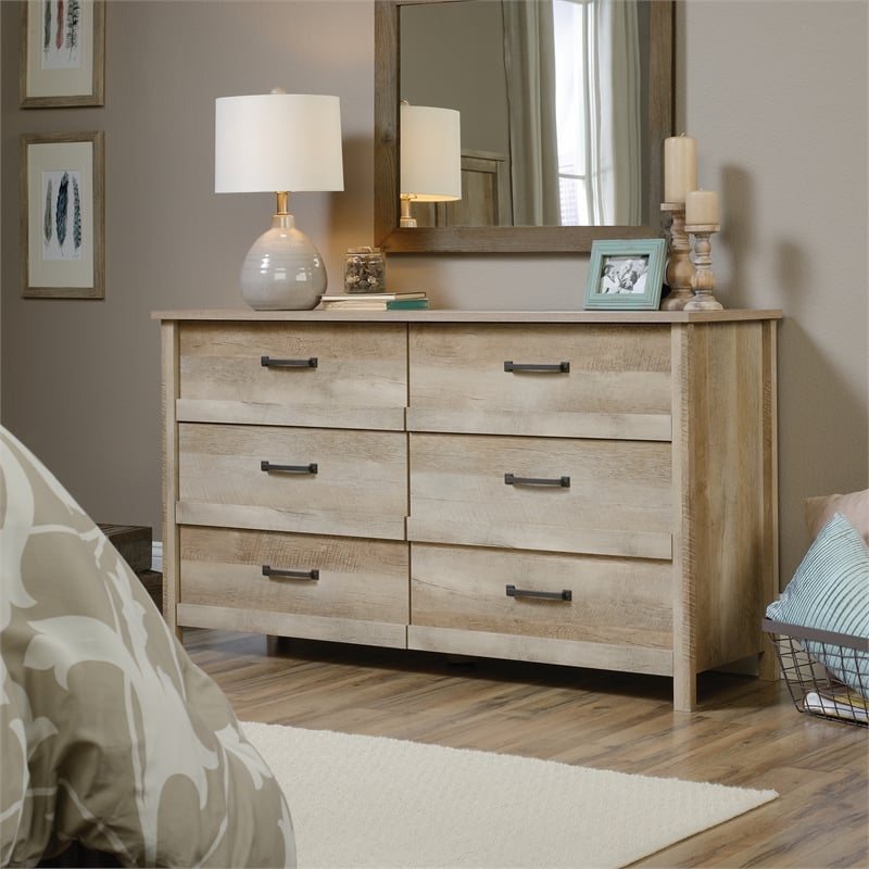 Sauder Cannery Bridge Engineered Wood 6-Drawers Double Dresser in Lintel Oak