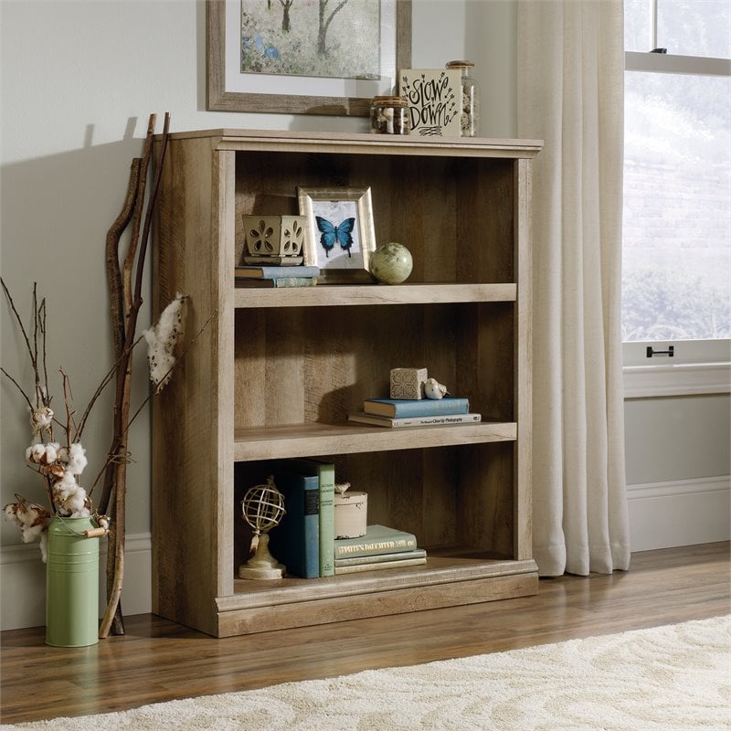 3 Shelf Bookcase In Lintel Oak, Sauder Select 3 Shelf Bookcase Estate Black