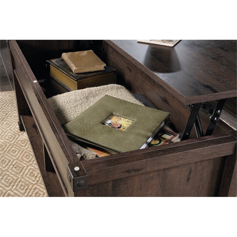 Sauder Carson Forge Lift Top Wood And Metal Coffee Table In Oak Cymax Business Sauder Carson Forge Lift Top Wood And, Sauder Carson Forge Lift Top Coffee Table Oak