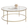 Sauder International Lux Glass Top Coffee Table in Satin Gold