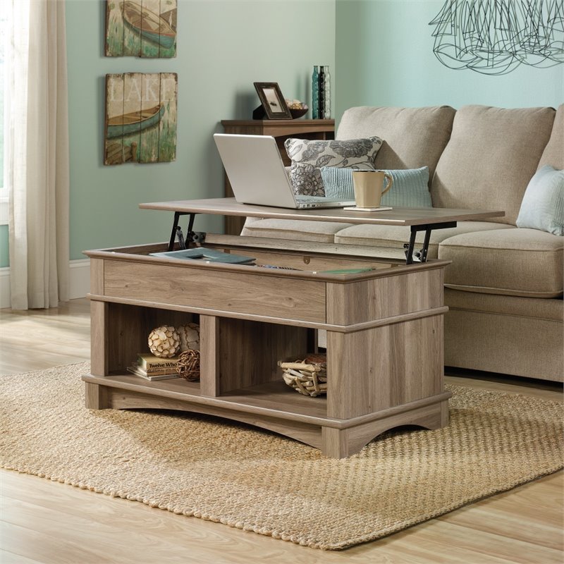 Sauder Harbor View Lift Top Coffee Table in Salt Oak 420329