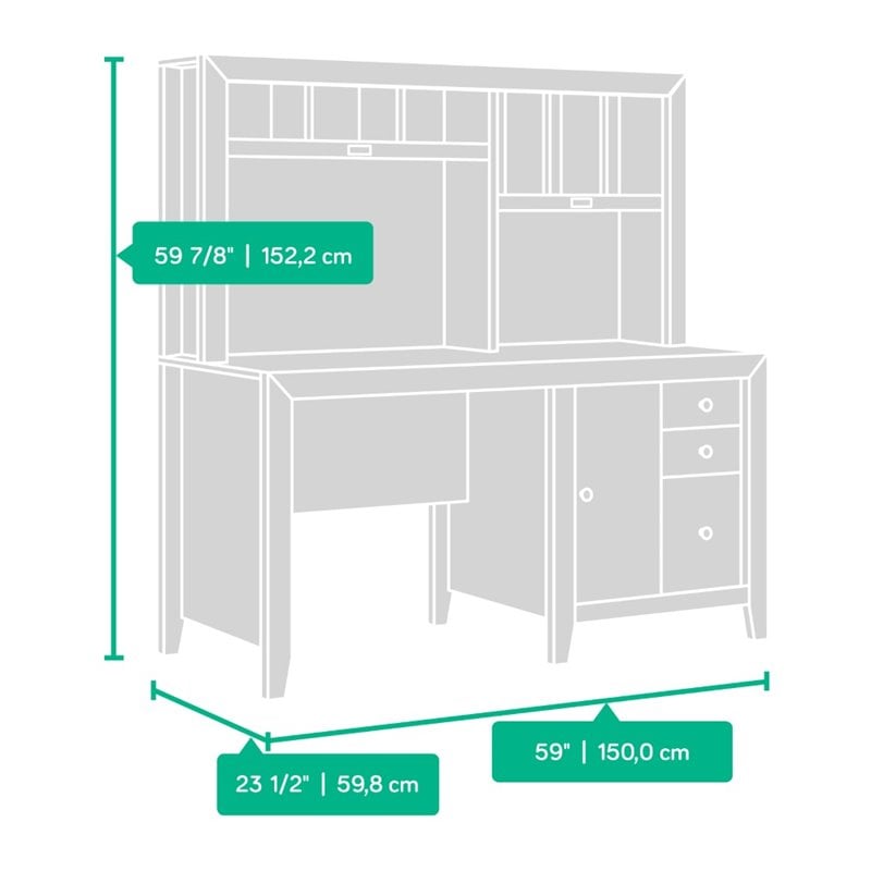 Sauder Dakota Pass Computer Desk With Hutch In Craftsman Oak 420410